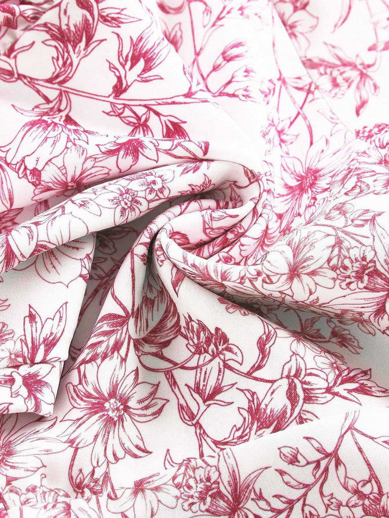 1970er Halter Abgestuft Rüschen Blumen Kleid