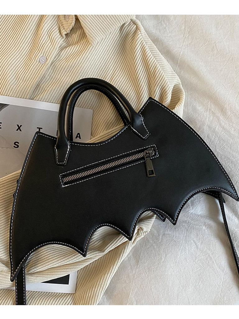 Retro Schwarz Halloween Fledermausform Spinnennetz Handtasche