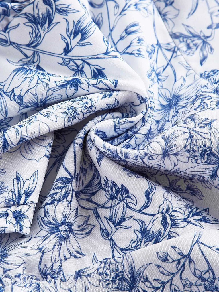 1970er Halter Abgestuft Rüschen Blumen Kleid