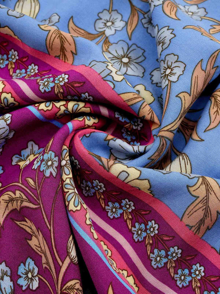 1970er Blumen Bedruckte Volantärmel Bohemian Kleid