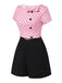 Rosa 1950er Polka Dot Bogen Romper