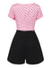 Rosa 1950er Polka Dot Bogen Romper