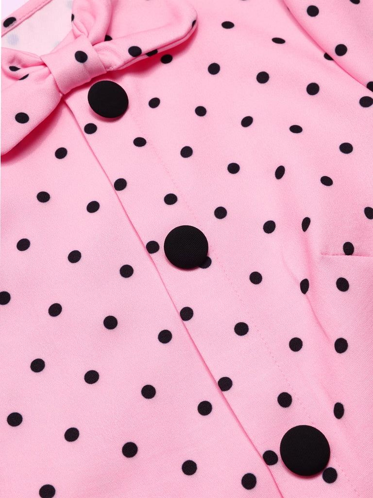 Rosa 1950er Polka Dot Bogen Romper