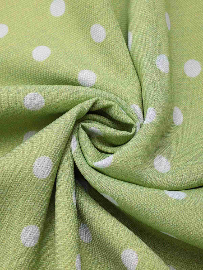 Grün 1940er Rücken-Hohl Polka Dots Kleid