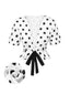 Weiß 1950er Tief V-Ausschnitt Polka Dots Top