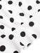 Weiß 1950er Tief V-Ausschnitt Polka Dots Top