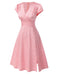 Rosa 1940er Tief V-Ausschnitt Schmetterling Satin Kleid