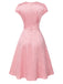 Rosa 1940er Tief V-Ausschnitt Schmetterling Satin Kleid