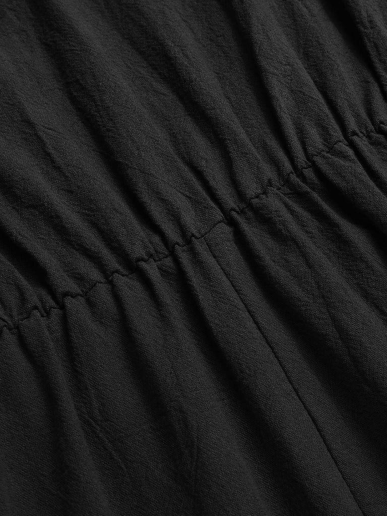 1950er Solide V-Ausschnitt Baumwolle Volantärmel Romper