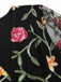Schwarz 1970er V-Ausschnitt Bestickt Blumen Bodysuit