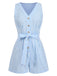 1950er V-Ausschnitt Streifen Ärmellos Gürtel Romper