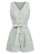 1950er V-Ausschnitt Streifen Ärmellos Gürtel Romper