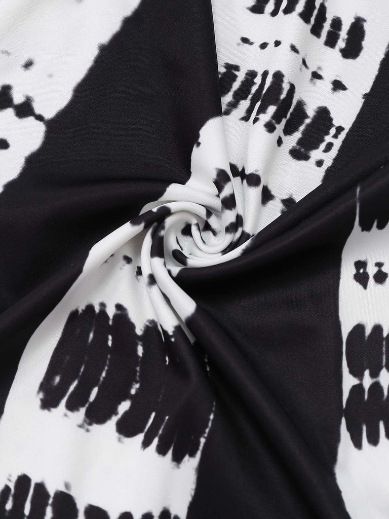 Schwarz 1930er Tinte Flecken Kreuzen Halter Jumpsuit