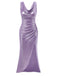 Lavendel 1960er Wasserfallausschnitt Hoher-Schlitz Perlglanz Kleid