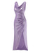 Lavendel 1960er Wasserfallausschnitt Hoher-Schlitz Perlglanz Kleid