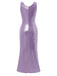 Lavendel 1960er Wasserfallausschnitt Hoher-Schlitz Perlglanz Kleid