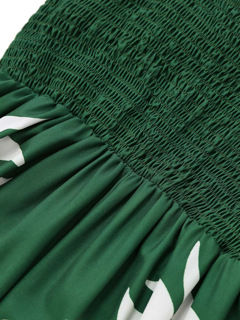 1930er Breite Träger Hohl Twist Gesmokt Blumen Jumpsuit