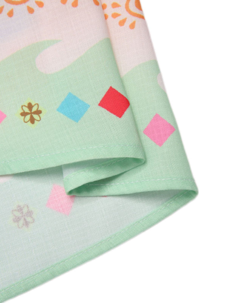 Rosa 1970er Rundhal Halter Tropisch Boho Kleid