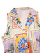 Multicolor 1960er Kerbkragen Blumen Stempel Kleid