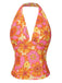 Orange 1960er Hippie Blumen Halfter Top