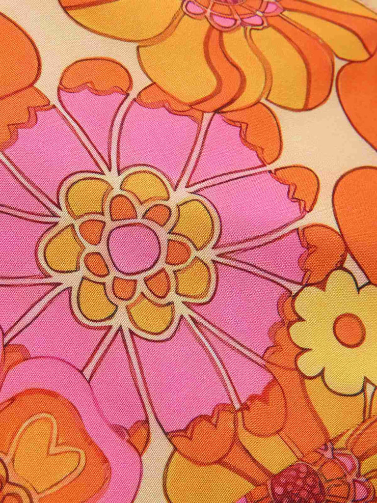 Orange 1960er Hippie Blumen Halfter Top