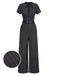 Dunkelgrau 1950er Streifen Gürtel Jumpsuit