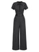 Dunkelgrau 1950er Streifen Gürtel Jumpsuit