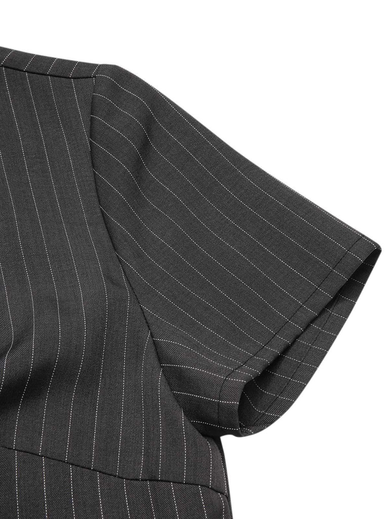 Dunkelgrau 1950er Streifen Gürtel Jumpsuit