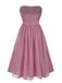 Rosa 1950er Trägerlos Gerüschtes Netz Ärmellos Kleid
