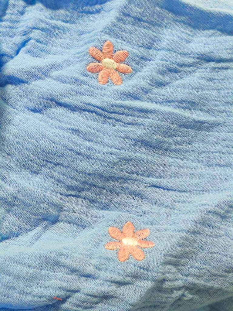 1940er Besticktes Blumen Laternenärmel Kleid