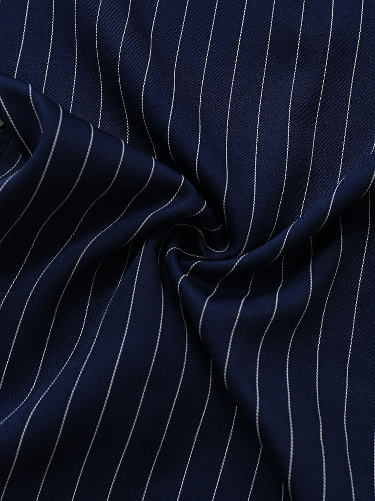 Blau 1930er Streifen Revers Jumpsuit