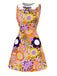 Orange 1960er Peter Pan Kragen Blumen Bogen Kleid