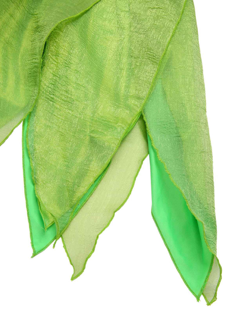 Grün 1970er Tinkerbell Elf Blütenblatt Saum Mini Kleid