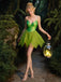 Grün 1970er Tinkerbell Elf Blütenblatt Saum Mini Kleid