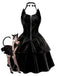 Schwarz 1950er Halloween Katzenmädchen Leder Kleid