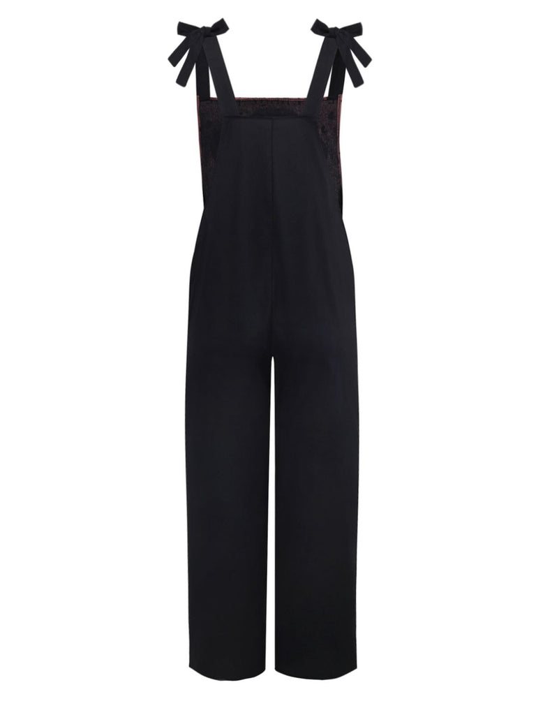 Schwarz 1970er Halloween Gothic Skeleton Straps Jumpsuit