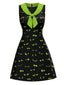Schwarz & Grün 1960er Halloween Dämonenauge Kleid