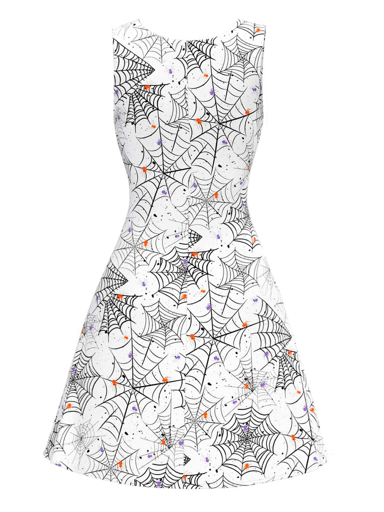 Schwarz & Weiß 1960er Horror Spinnennetz Kleid