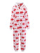 Rot 1980er Weihnachten Drucken Flanell Kapuze Pyjama Jumpsuit
