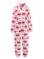 Rot 1980er Weihnachten Drucken Flanell Kapuze Pyjama Jumpsuit