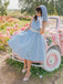 Hellblau 1950er Kariert Halter Swing Kleid