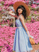 Hellblau 1950er Kariert Halter Swing Kleid