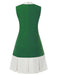 Grün 1960er Crew-Schleifenknoten Ärmelloses Kleid
