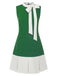 Grün 1960er Crew-Schleifenknoten Ärmelloses Kleid