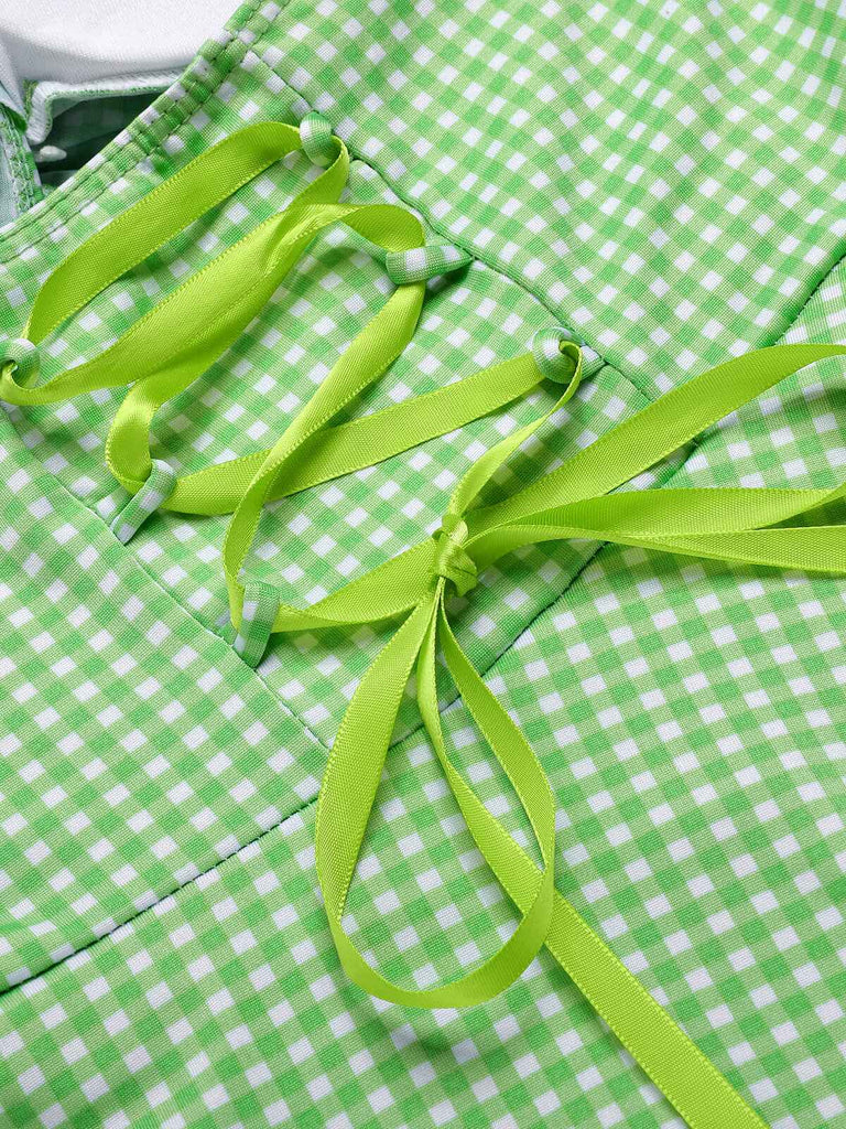 Rot 1930er Kariert Halter Einteiliger Badeanzug