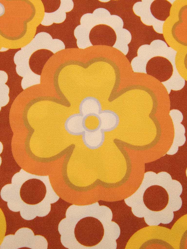 2PCS 1960er Krawattenkragen Blumen Top & Knöpfen Solide Rock