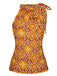 2PCS 1960er Krawattenkragen Blumen Top & Knöpfen Solide Rock