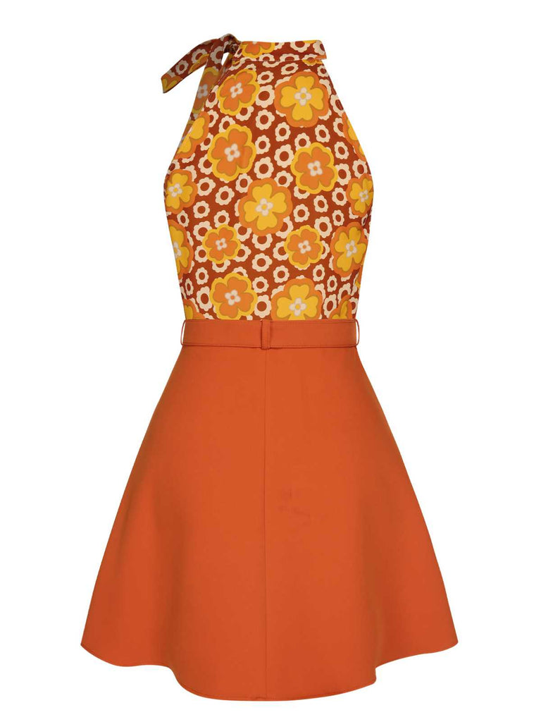 2PCS 1960er Krawattenkragen Blumen Top & Knöpfen Solide Rock