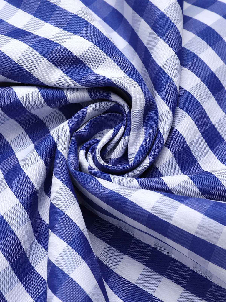 Blau & Weiß 1950er Spitze Patchwork Plaid Rock