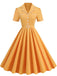 1950er Revers Mit Gürtel Einfarbiges Kleid